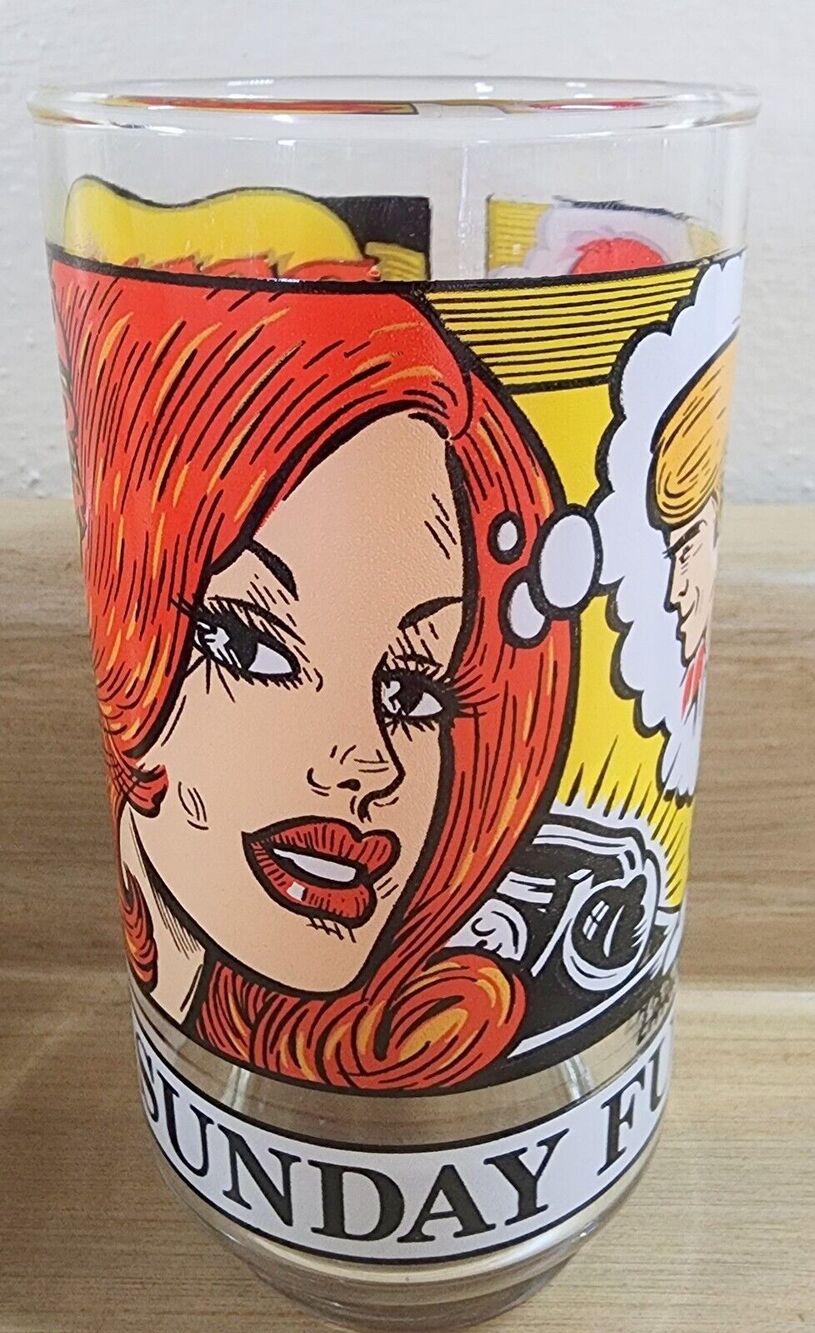 Vintage Brenda Starr Reporter Glass “The Sunday Funnies” Comic 1976 Libbey 5 3/4